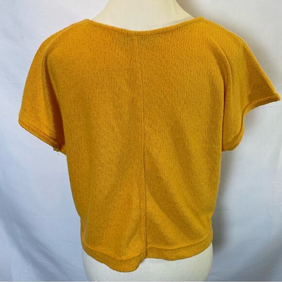 Free People Beach Carefree Crop Top Tee Women’s Size Small Knit Boxy Orange - Picture 6 of 11